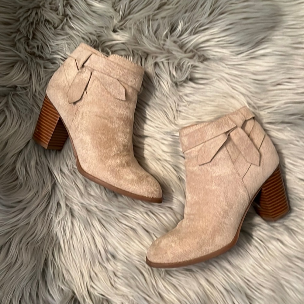 Bow Detail Faux Suede Ankle Boots
